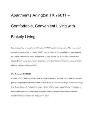 Apartments Arlington TX 76011 – Comfortable, Convenient Living with Blakely Living