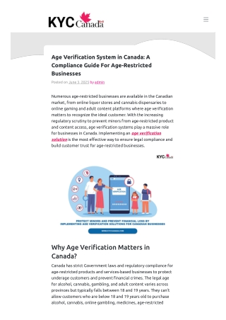 Age Verification System in Canada For Age-Restricted Businesses