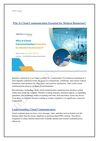 Why Is Cloud Communication Essential for Modern Businesses