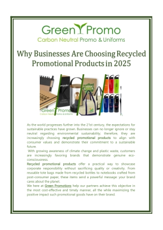 Why Businesses Are Choosing Recycled Promotional Products in 2025