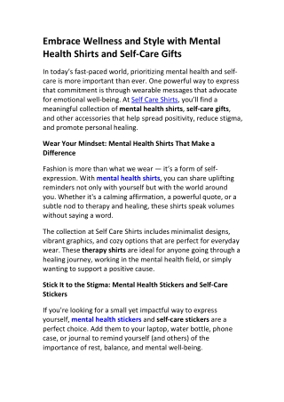 Mental Health Shirts & Self-Care Gifts That Matter