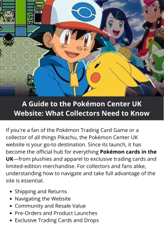 A Guide to the Pokémon Center UK Website What Collectors Need to Know