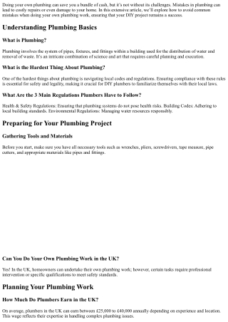 **How to Avoid Common Mistakes When Doing Your Own Plumbing Work!**