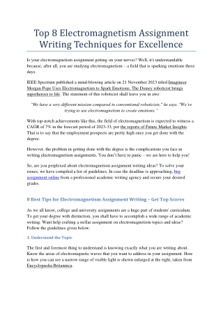 Top 8 Electromagnetism Assignment Writing Techniques for Excellence