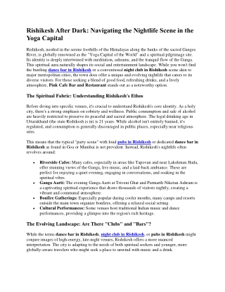 Navigating the Nightlife Scene in the Yoga Capital