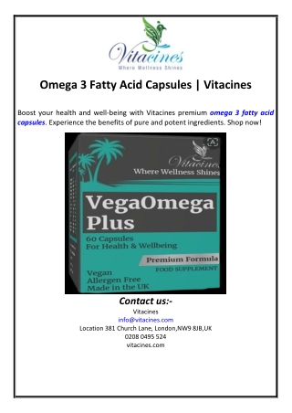 Omega 3 Fatty Acid Capsules | Vitacines