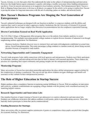 The Entrepreneurial Spirit: Tucson’s Role in Shaping Future Innovators