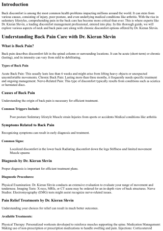 Understanding Back Pain Care with Dr. Kieran Slevin: A Comprehensive Guide