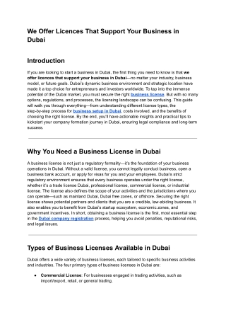 We Offer Licences That Support Your Business in Dubai