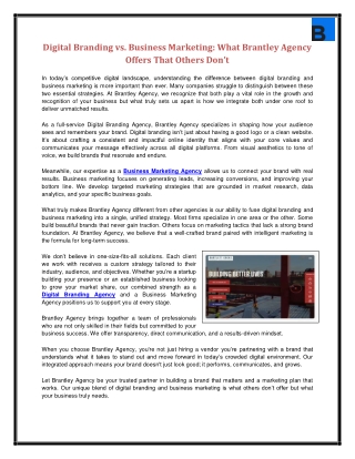 Digital Branding vs. Business Marketing What Brantley Agency Offers That Others Don’t