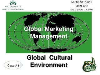 Global Marketing Management Global Cultural Environment