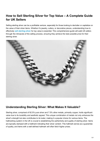How to Sell Sterling Silver for Top Value – A Complete Guide for UK Sellers