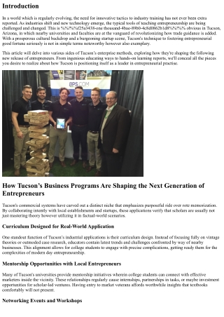 Revolutionizing Business Education: Tucson's Approach to Entrepreneurial Success