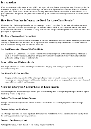 How Does Weather Influence the Need for Auto Glass Repair?
