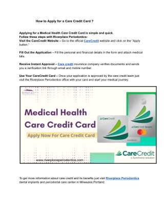 How to Apply for a Care Credit Card ?