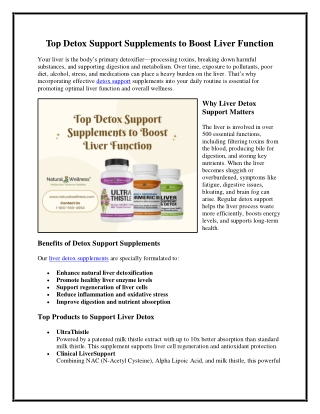 Top Detox Support Supplements to Boost Liver Function