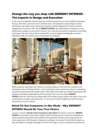 Retails Fit Out Companies in Abu Dhabi