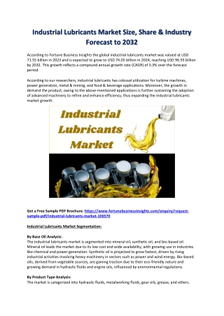 2032 Industrial Lubricants Market: Global Size, Share & Key Drivers