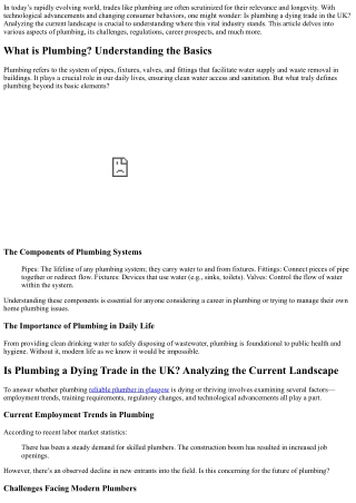 **Is Plumbing a Dying Trade in the UK? Analyzing the Current Landscape**