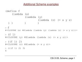 Additional Scheme examples