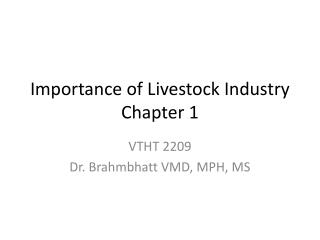 Importance of Livestock Industry Chapter 1