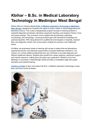 Kbihar – B.Sc. in Medical Laboratory Technology in Medinipur West Bengal (3)
