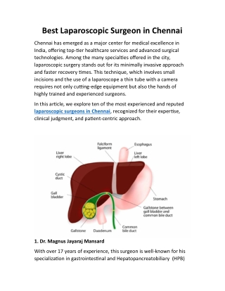 Best Laparoscopic Surgeon in Chennai