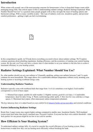 **Radiator Settings Explained: What Number Should You Use?**