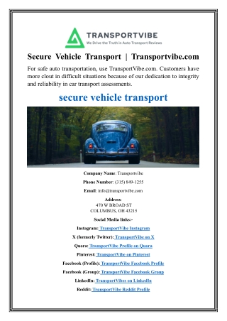 Secure Vehicle Transport  Transportvibe.com
