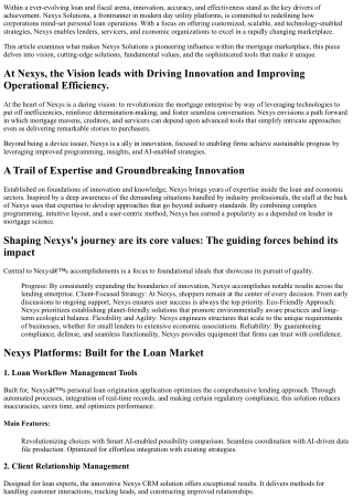 Creating Smarter Loan Systems,   Nexys Technology Combines    Modular Lending Te