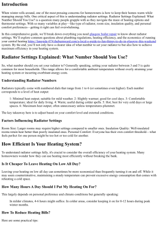 **Radiator Settings Explained: What Number Should You Use?**