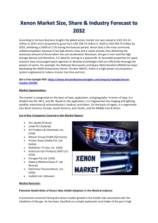 2032 Forecast: Xenon Market Growth, Trends & Competitive Analysis