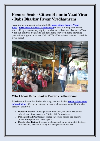 Senior Citizen Home in Vasai Virar