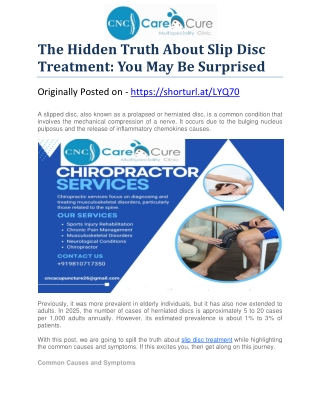 The Hidden Truth About Slip Disc Treatment
