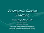 Feedback in Clinical Teaching