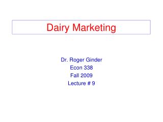 Dairy Marketing