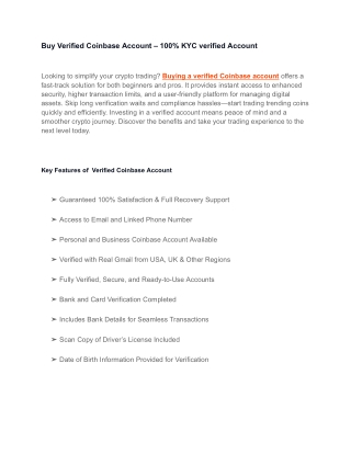 Top Guide How To Buy Verified Coinbase Account