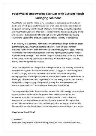 PouchWale: Packaging solutions for startups