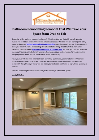 Bathroom Remodeling Remodel That Will Take Your Space from Drab to Fab