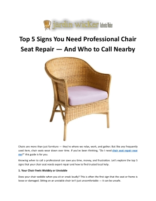 Top 5 Signs You Need Professional Chair Seat Repair — And Who to Call Nearby