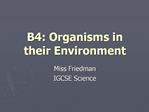 B4: Organisms in their Environment