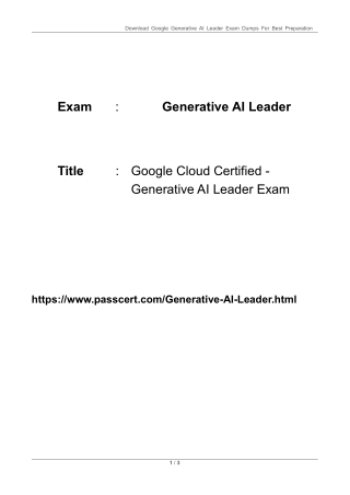 Google Cloud Generative AI Leader Exam Dumps