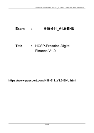 H19-611_V1.0-ENU HCSP-Presales-Digital Finance V1.0 Dumps