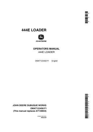 John Deere 444E Loader Operator Manual Instant Download (Publication No.123458)