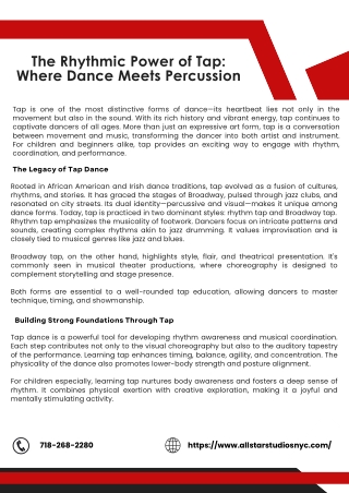 The Rhythmic Power of Tap Where Dance Meets Percussion