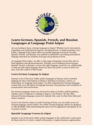 German Language Classes in Jaipur