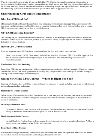 Online vs Offline CPR Courses-- Which Is Right For You?