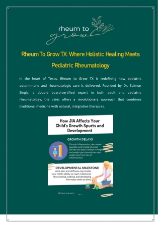 Rheum To Grow TX Where Holistic Healing Meets Pediatric Rheumatology