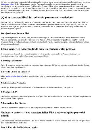 Los secretos del éxito al usar FBA como nuevo vendedor