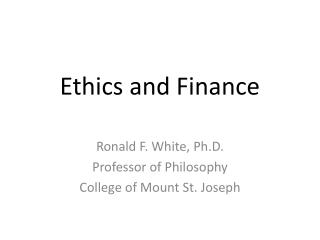 Ethics and Finance